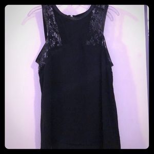 Lace and leather tank top